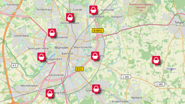 Abholstationen der Wilden Rauke